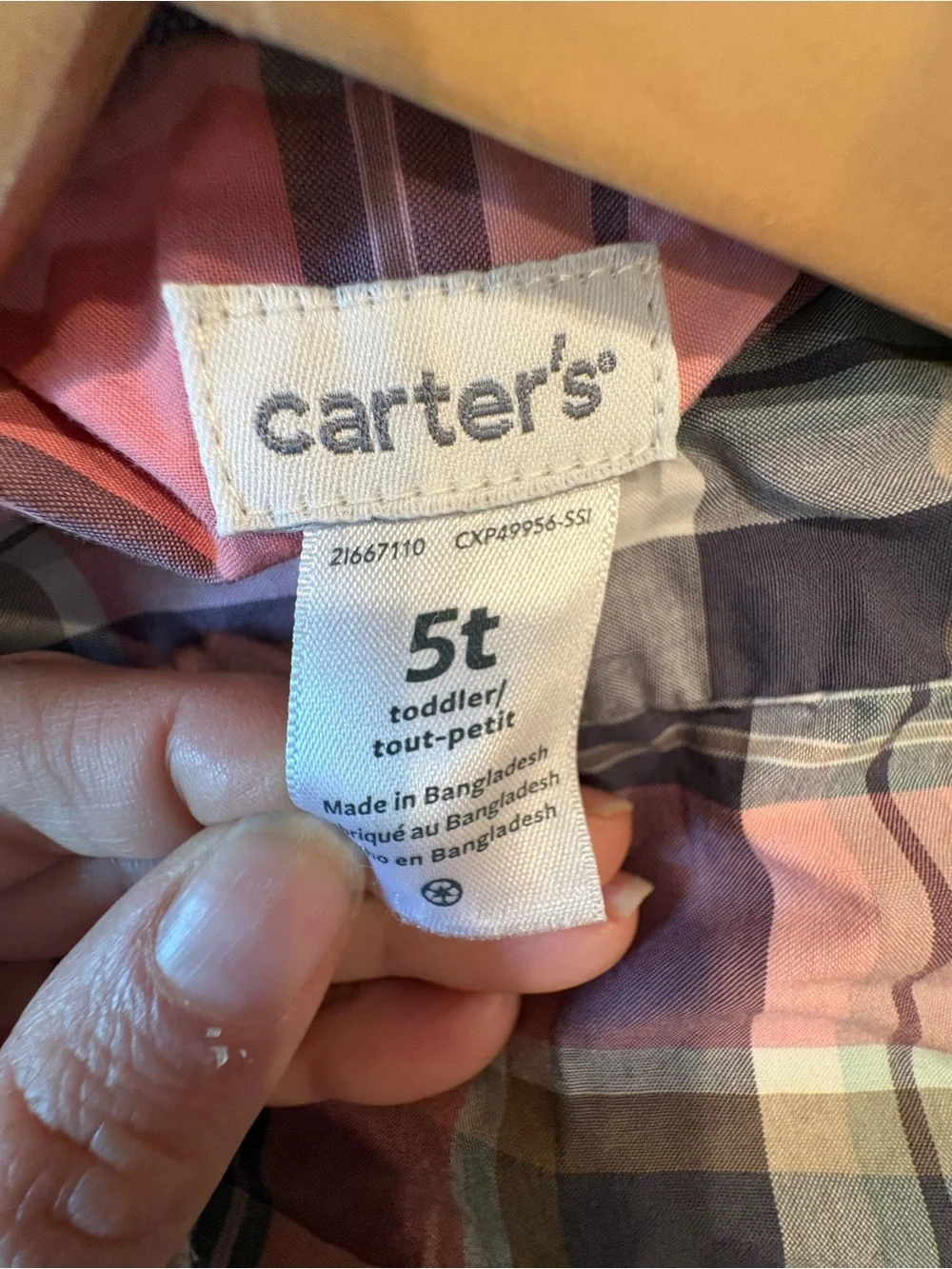 Carters lightweight plaid